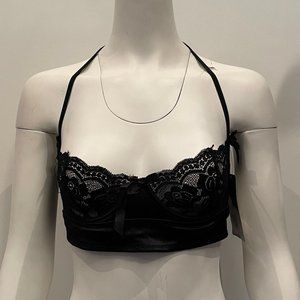 BNWT iCollection Soft Cup Black Lace Strappy Bralette XL
